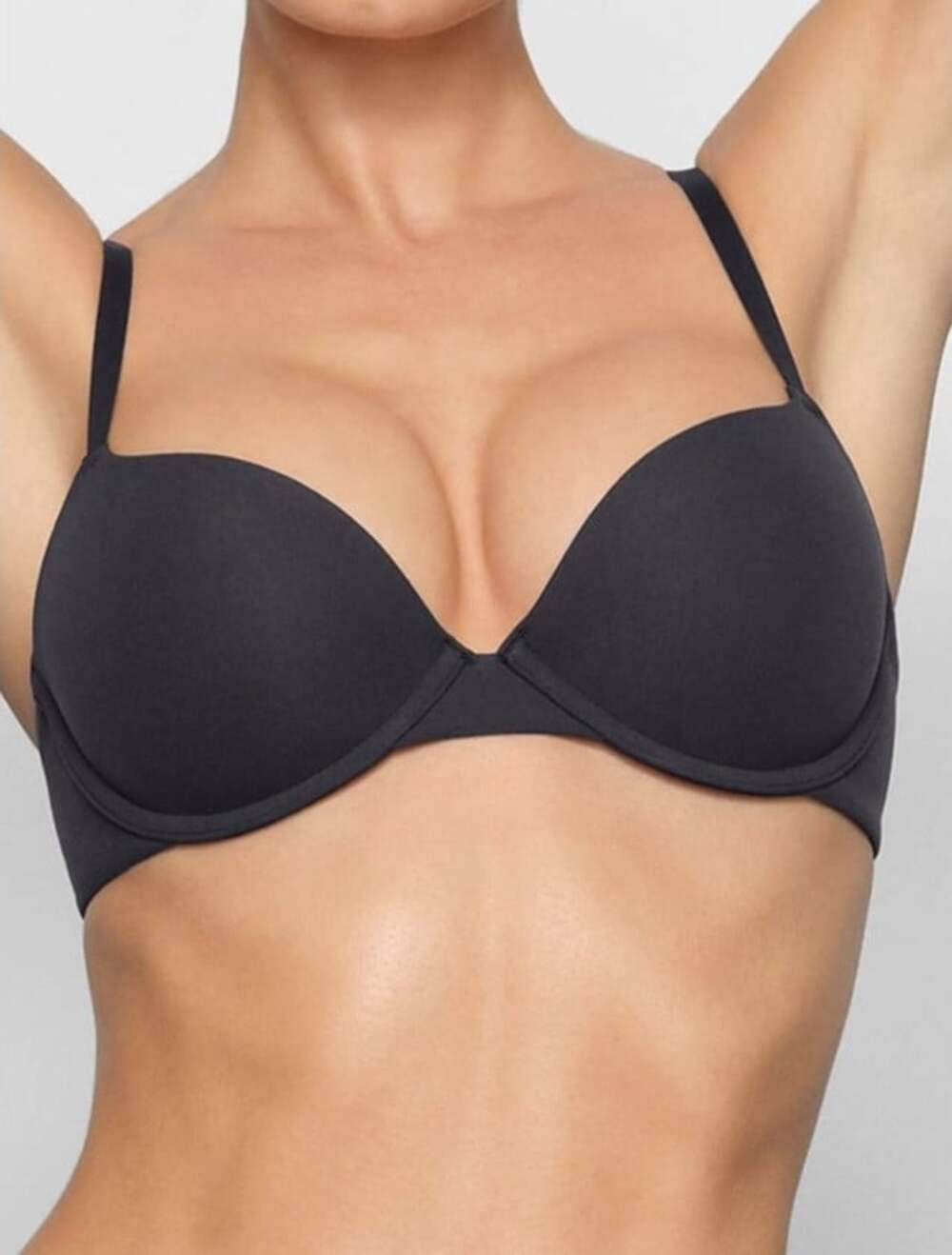 Skims 34D Fits Everybody Push-Up Demi Underwire Bra Onyx NWT BR-UWR-2295